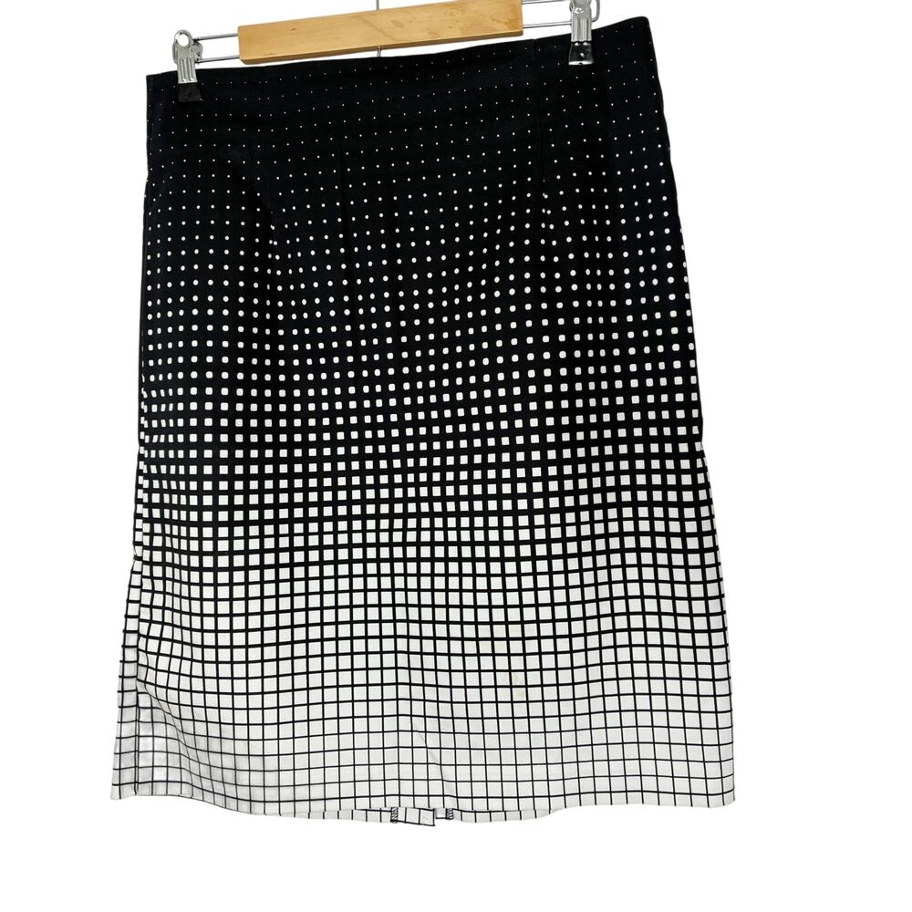 Worthington Black White Ombre Dot Window Pane Plaid Pencil Skirt Womens 14